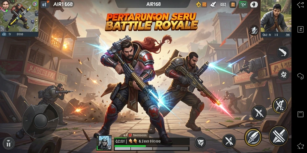 Tangkapan layar AIR168 menampilkan pertempuran epik yang seru dalam Battle Royale.