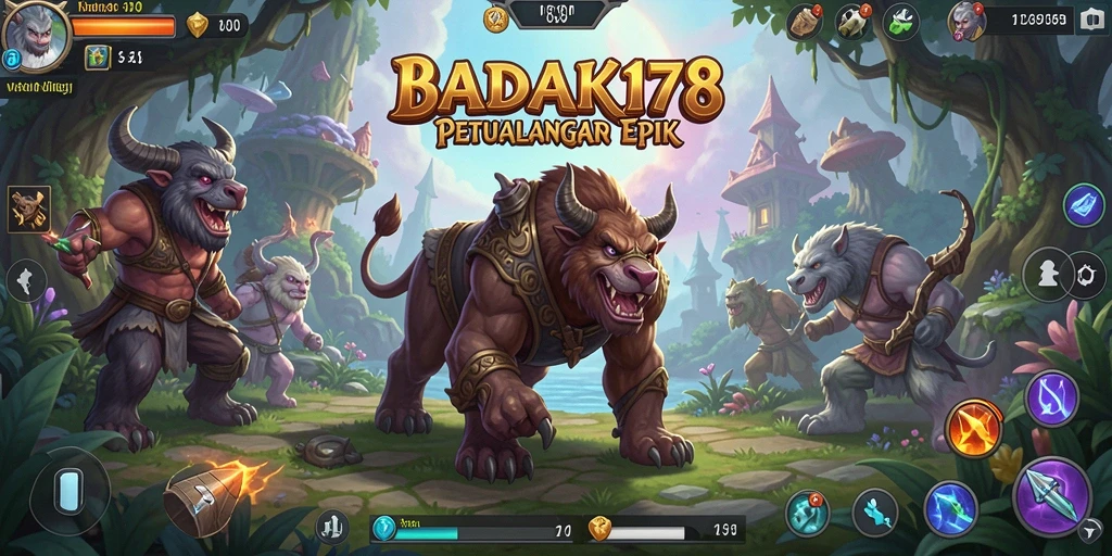 Tangkapan layar utama BADAK178 menampilkan aksi seru dalam petualangan RPG.