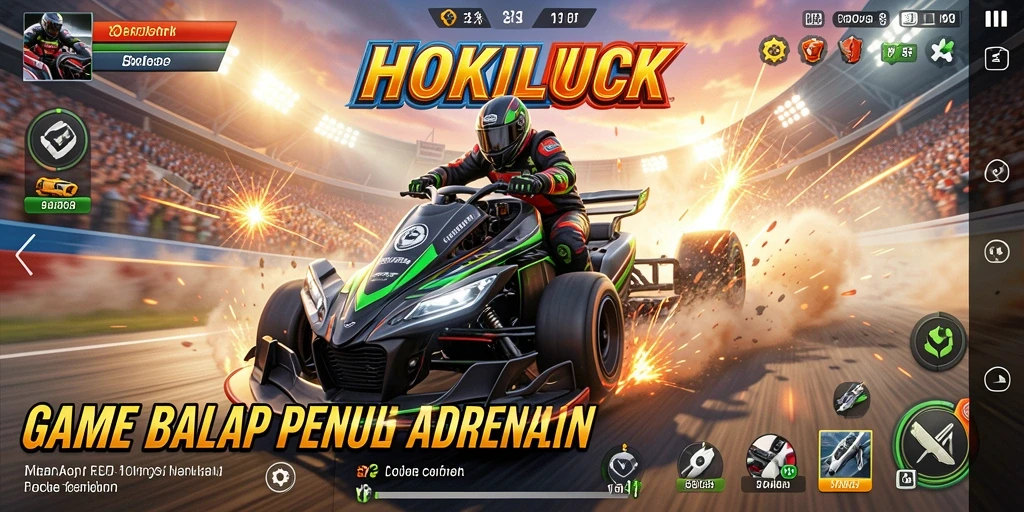 Tampilan balapan HOKILUCK dengan mobil-mobil yang memukau.