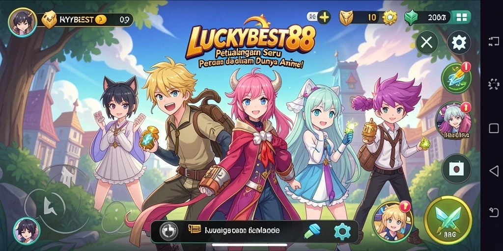 Screenshot menunjukkan aksi seru dalam game Anime LUCKYBEST88.