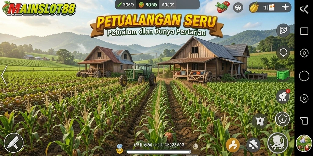 Screenshot gameplay MAINSLOT88 dengan aktivitas bertani yang seru.