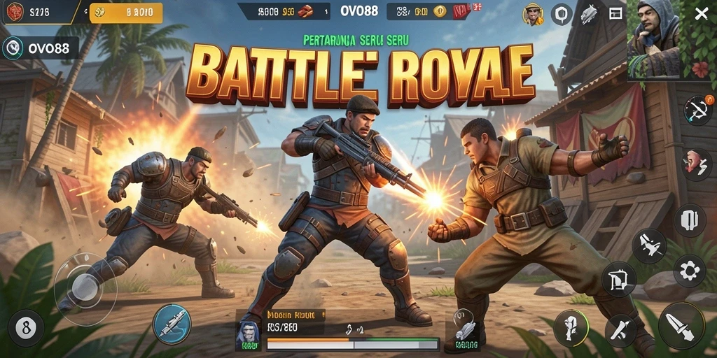 Gameplay seru dalam OVO88 Battle Royale menegangkan.