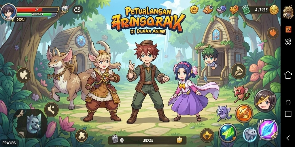 Tangkapan layar gameplay PK95 menampilkan aksi seru karakter Anime.