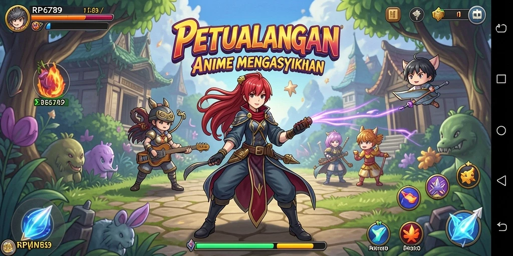Screenshot gameplay RP6789 menampilkan aksi seru para karakter Anime.