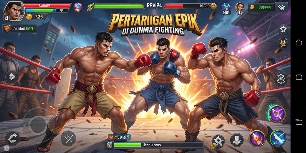 Screenshot utama RPVIP4 yang menampilkan aksi pertarungan yang mendebarkan.