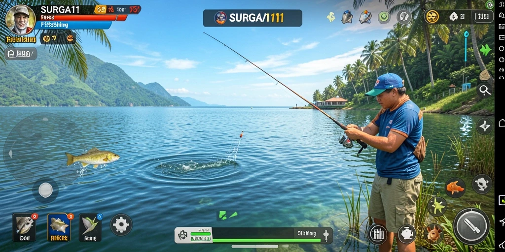 Tangkapan besar dalam gameplay <strong>SURGA11</strong> yang penuh warna.