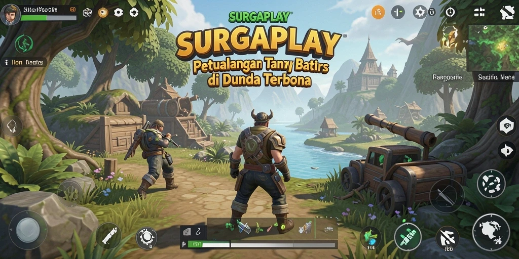 Screenshot gameplay SURGAPLAY menampilkan dunia terbuka yang luas dan indah.