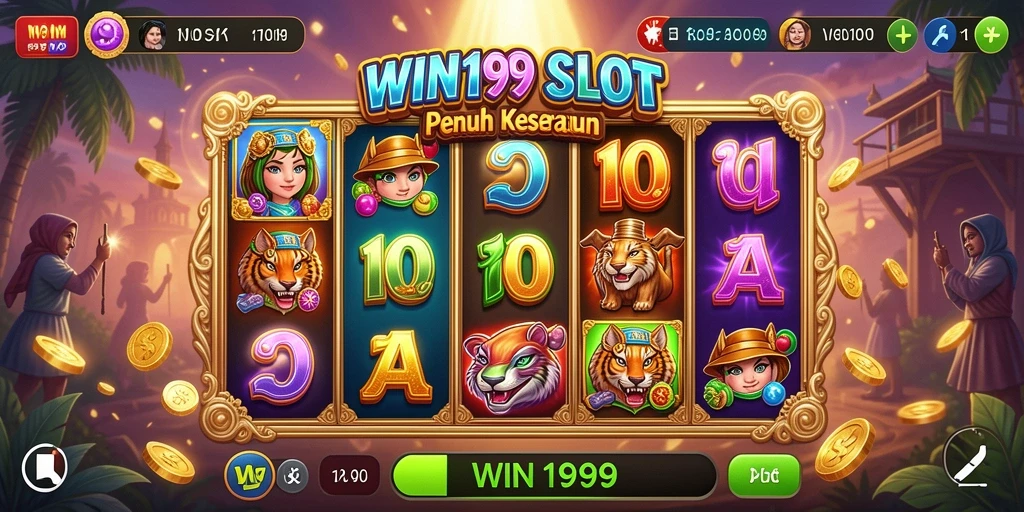 Screenshot utama WIN199 menunjukkan momen seru saat memutar gulungan Slot.